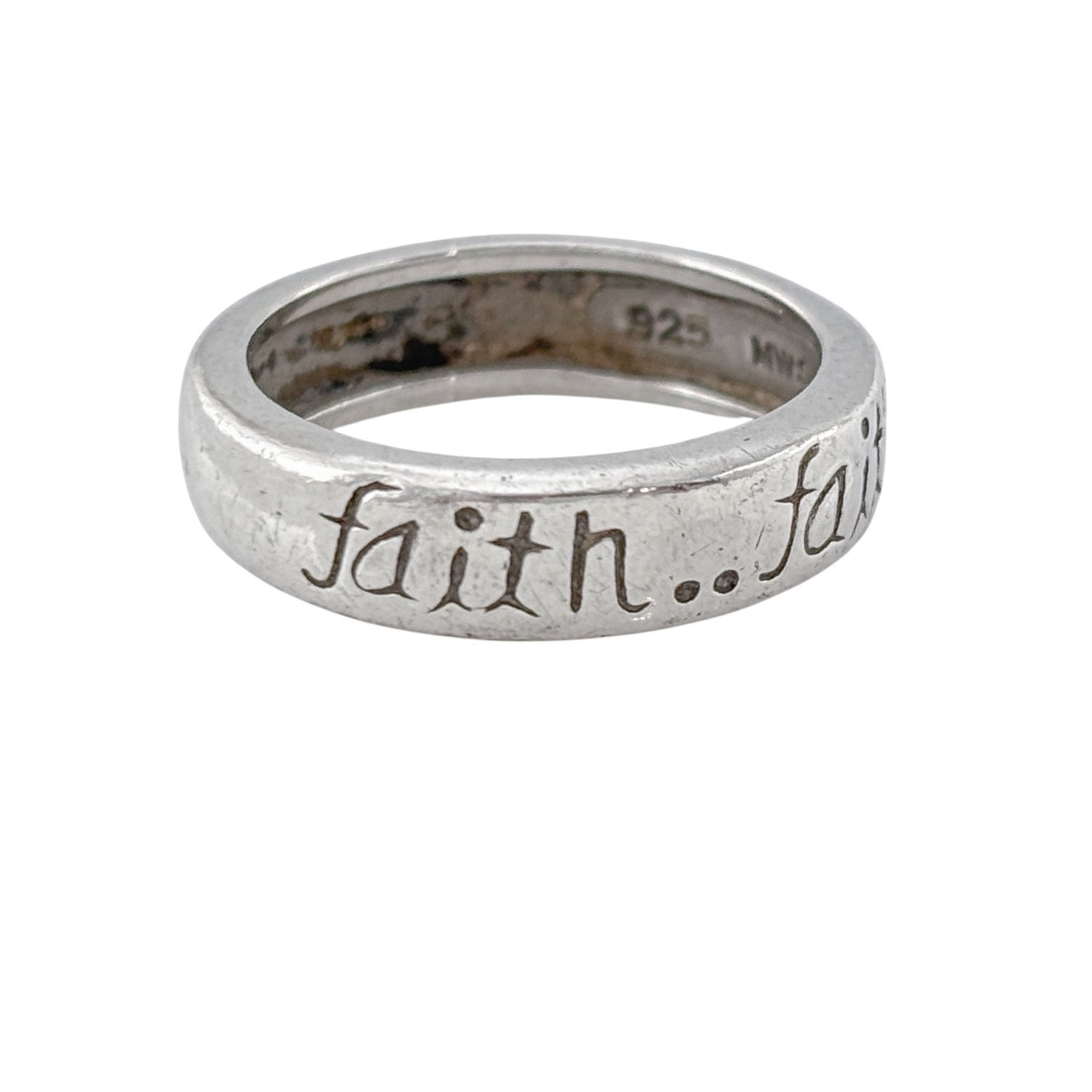 Vintage Sterling Silver 925 Faith Band Ring Size 7