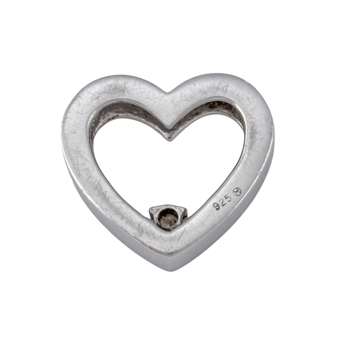 Vintage Sterling Silver 925 Diamond Heart Pendant