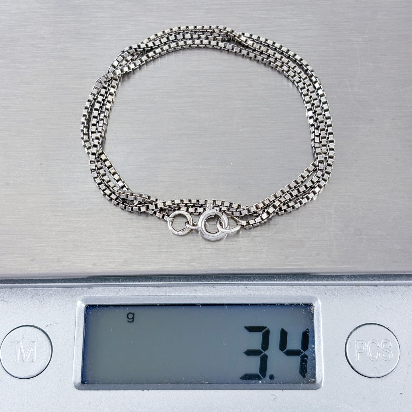 Vintage Sterling Silver 925 Box Link Chain Necklace 15"