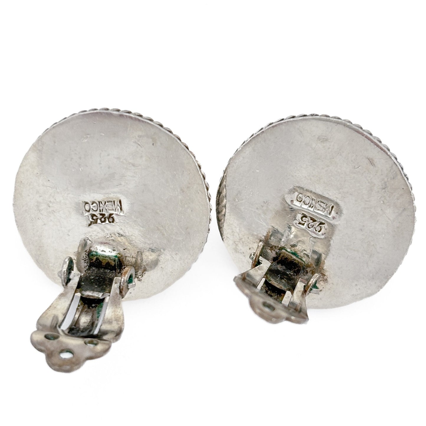 Vintage Sterling Silver 925 Domed Rope Clip On Earrings