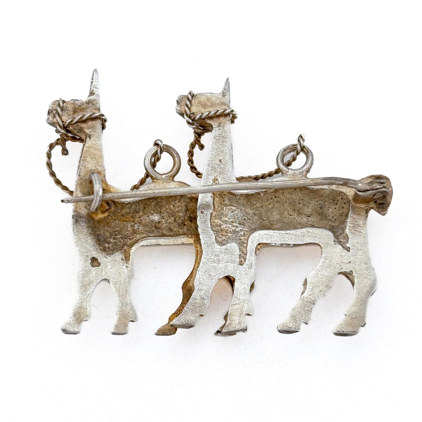 Vintage Sterling Silver 925 Llama Duo Brooch