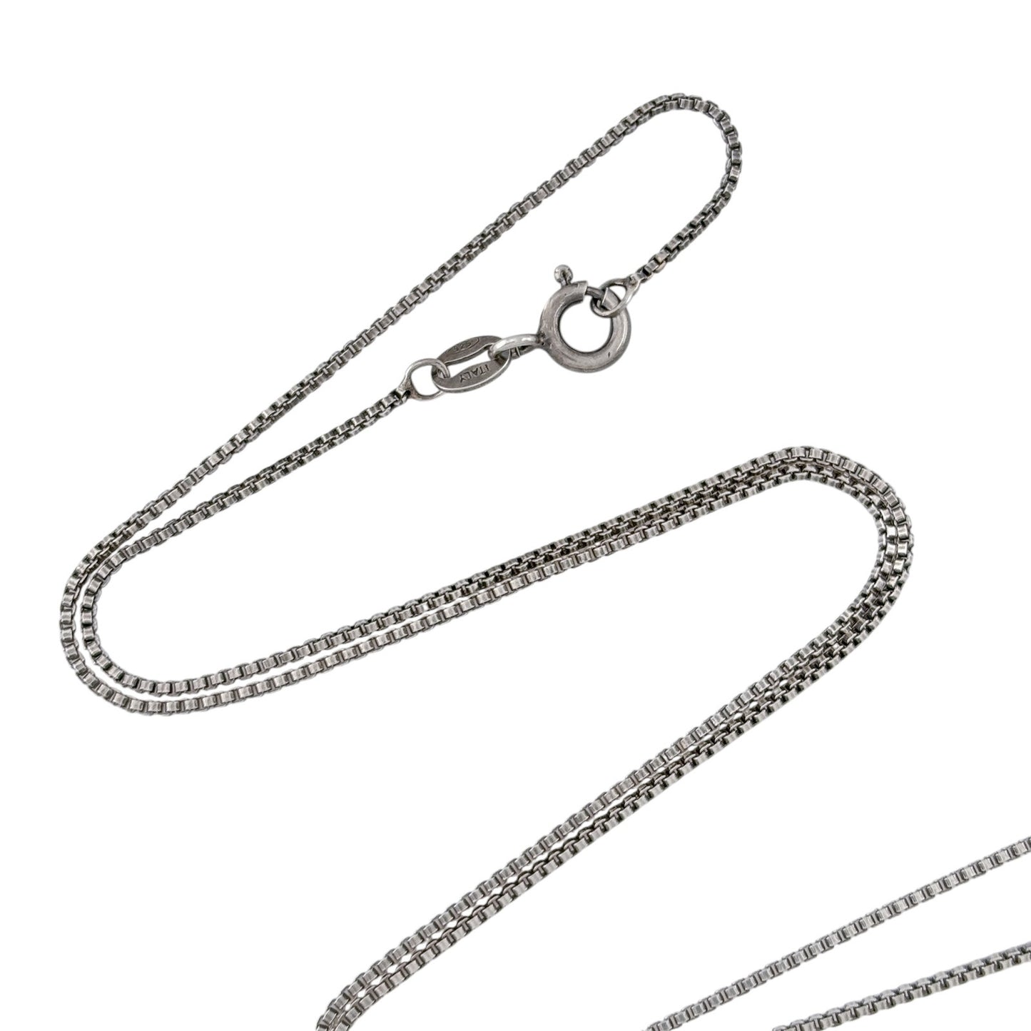 Vintage Italian Sterling Silver 925 Box Chain Necklace 18"