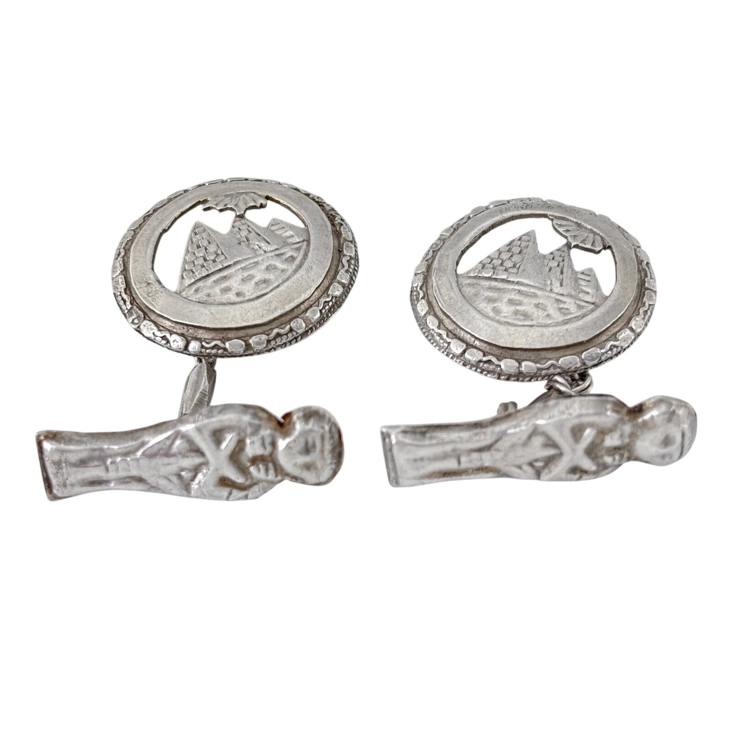 Vintage Sterling Silver 925 Egyptian Revival Cuff Links