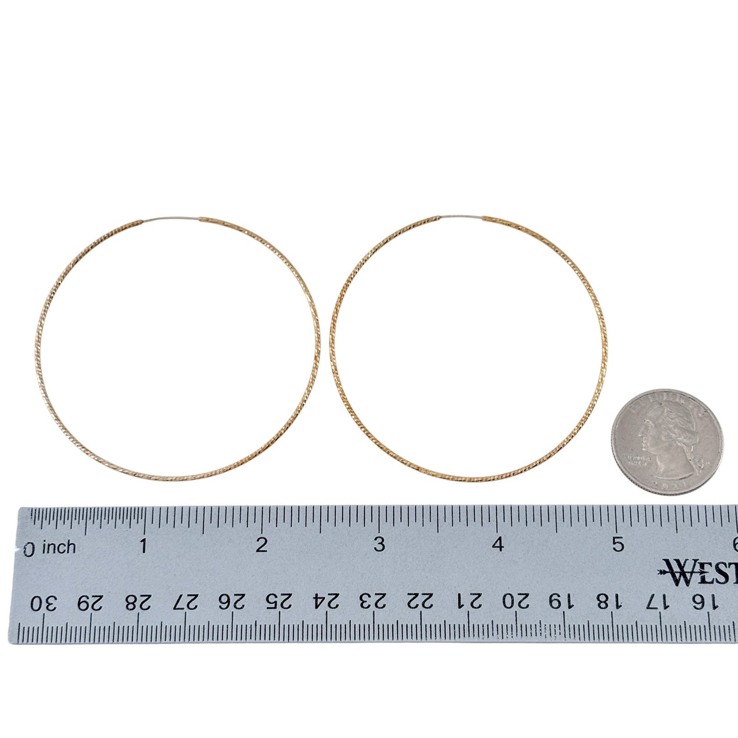 Vintage Dyadema Sterling Silver 925 Gold-Tone Textured Hoop Earrings