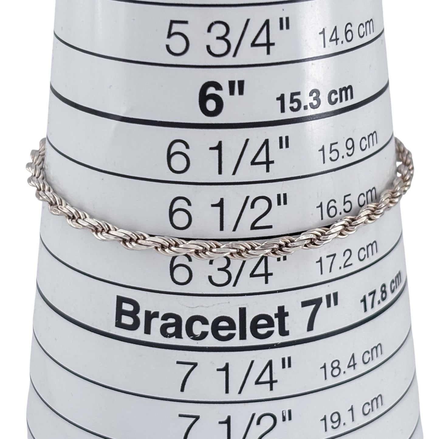 Vintage Italian Sterling Silver 925 Rope Chain Bracelet 6.75"