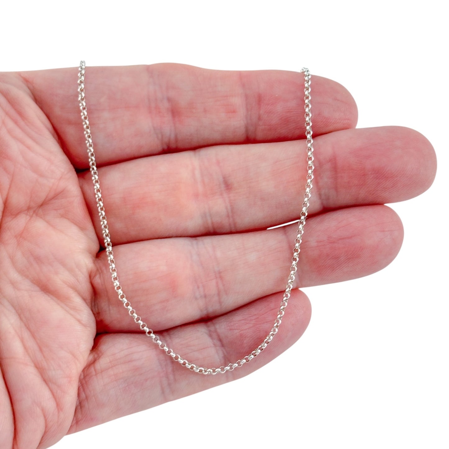 Vintage Sterling Silver 925 Italy Box Link Chain Necklace 18"