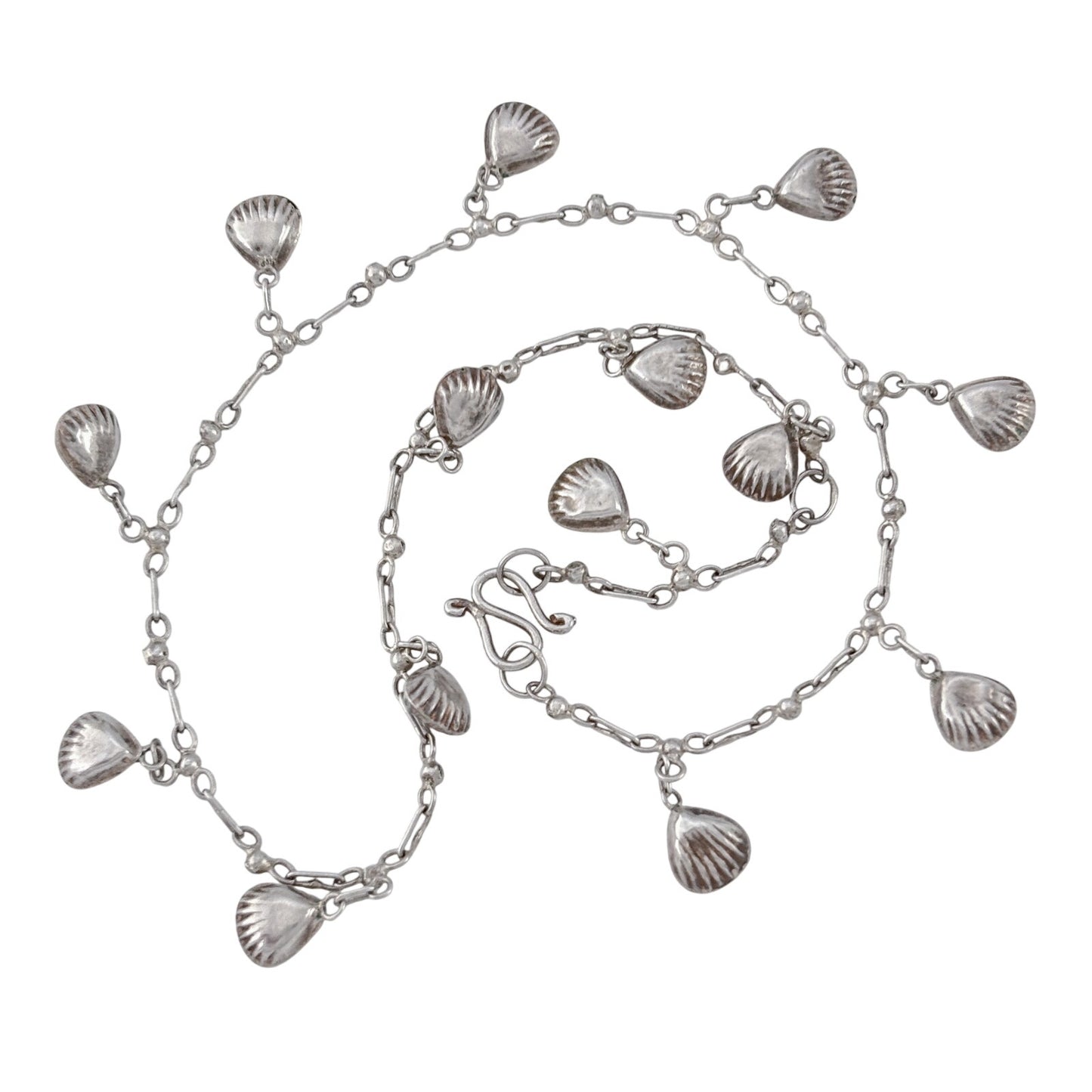 Vintage Sterling Silver 925 Shell Charm Anklet 9.5"