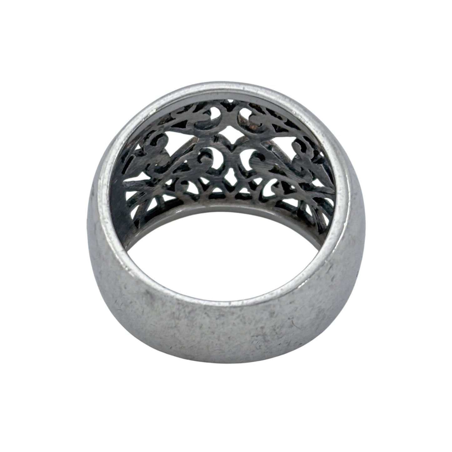 Vintage Sterling Silver 925 Domed Filigree Band Ring Size 8.5