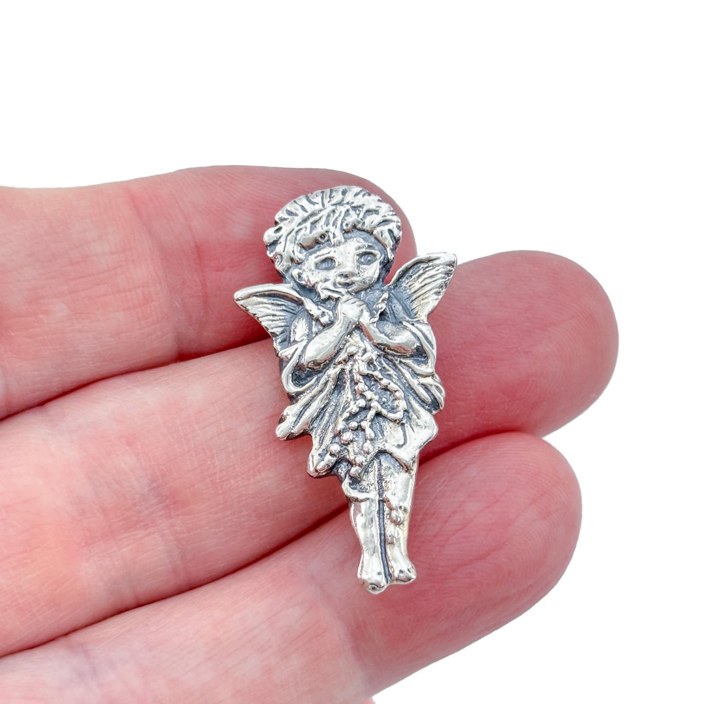 Vintage Sterling Silver 925 Angel Brooch