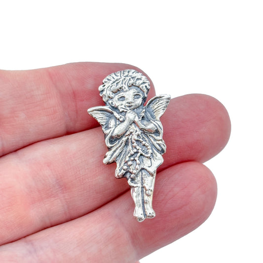 Vintage Sterling Silver 925 Angel Brooch