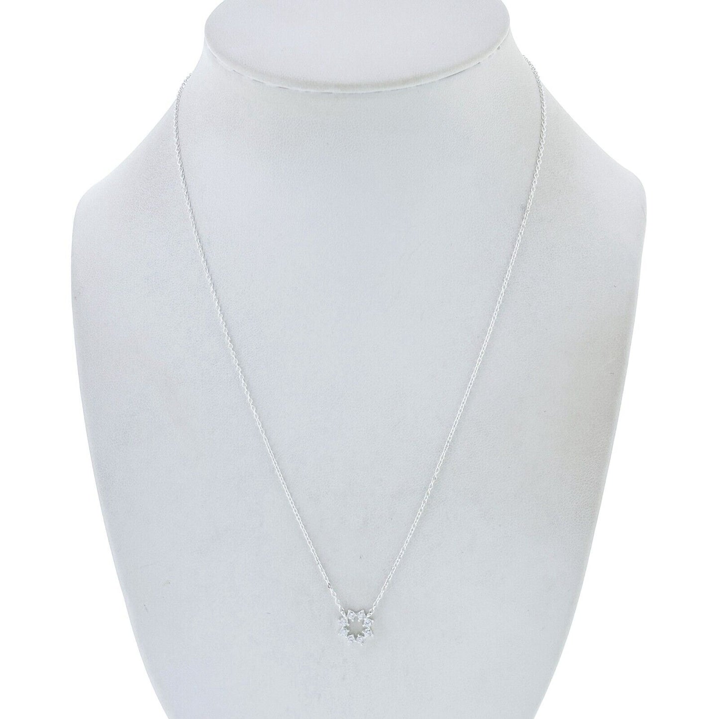 Vintage Sterling Silver Cubic Zirconia Snowflake Pendant Necklace 16"-18"