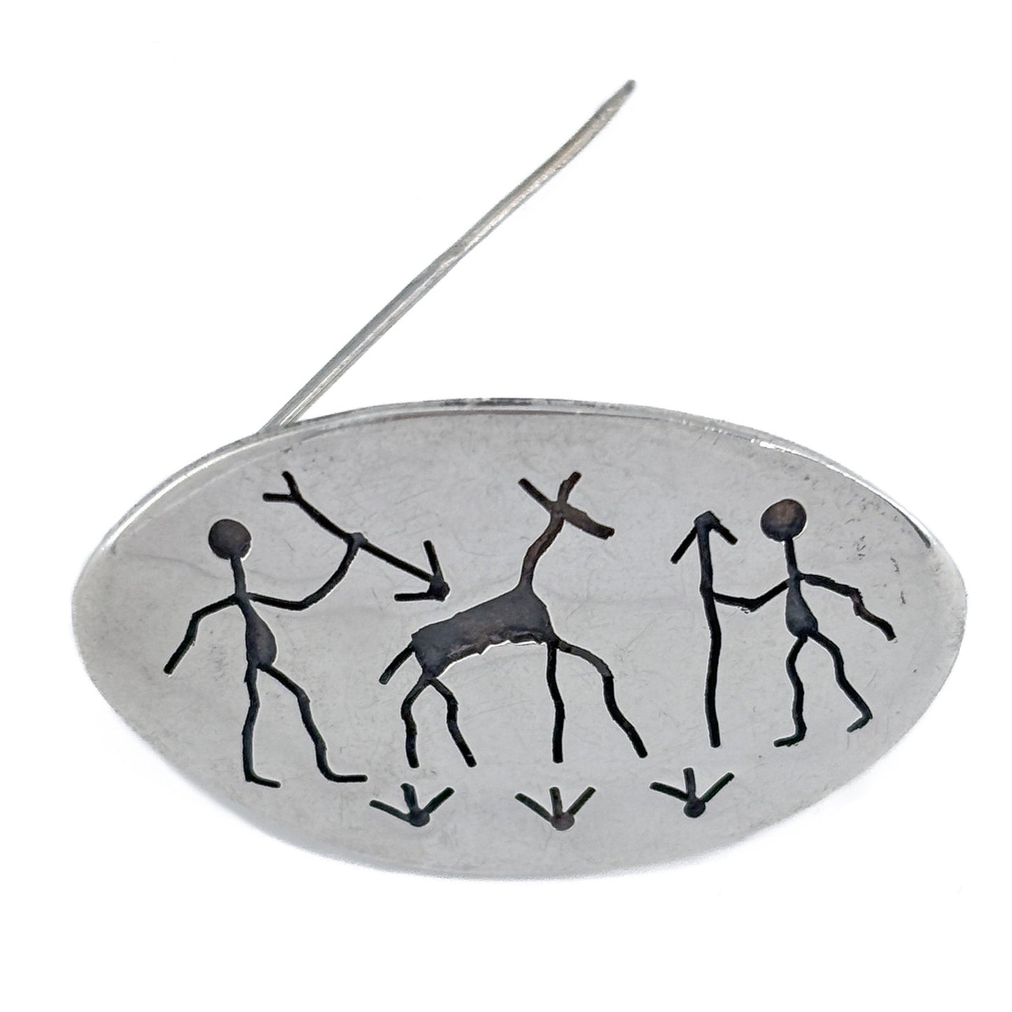 Vintage Sterling Silver 925 Petroglyph Brooch