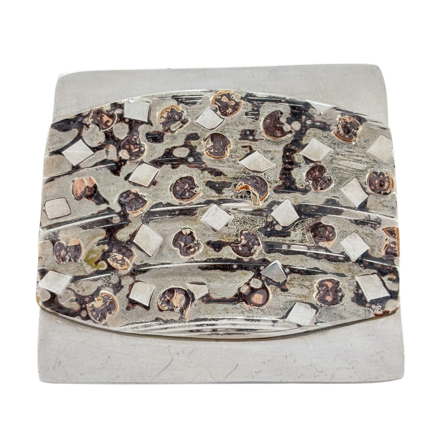 Vintage Sterling Silver 925 Artisan Abstract Inlay Brooch
