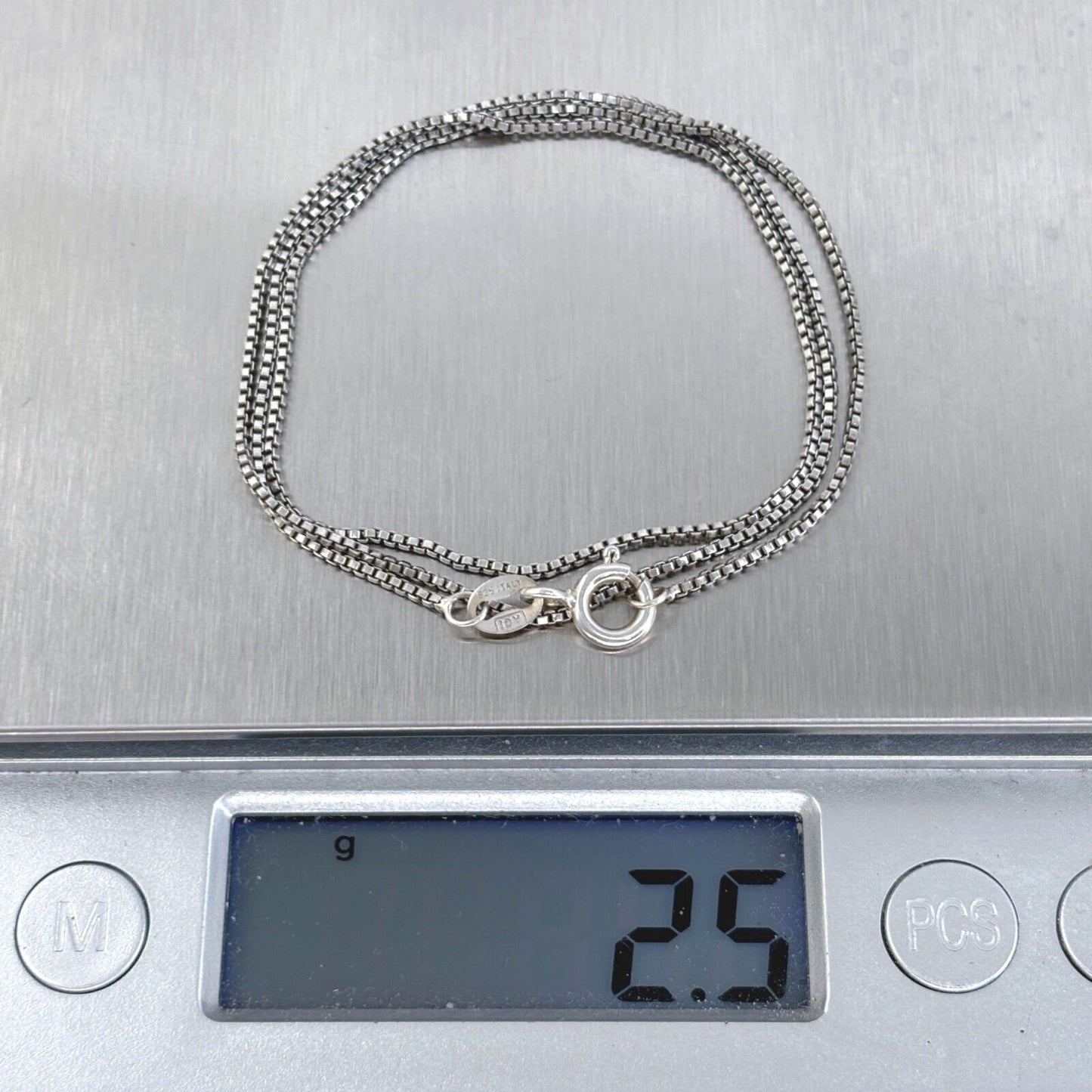 Vintage Italian Sterling Silver 925 Box Chain Necklace 16"