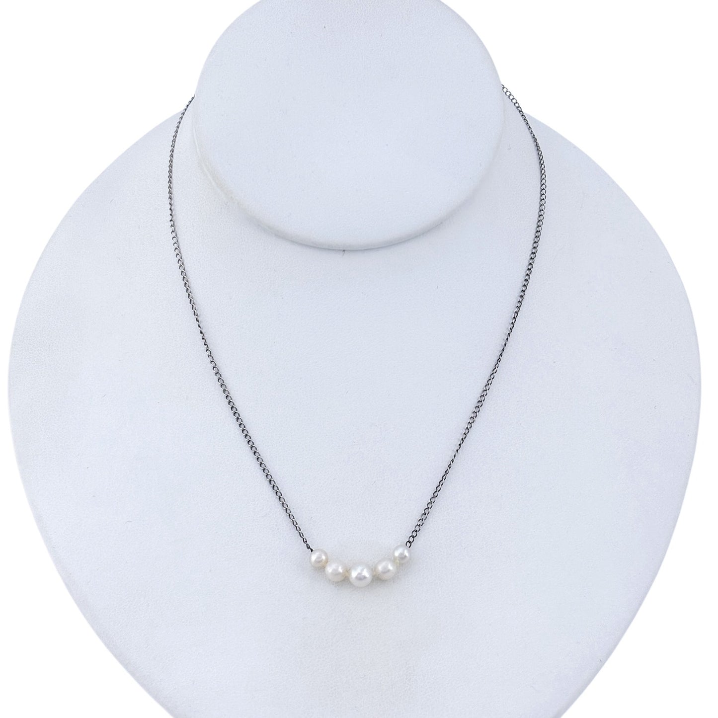 Vintage Sterling Silver 925 Graduated Pearl Necklace 16"