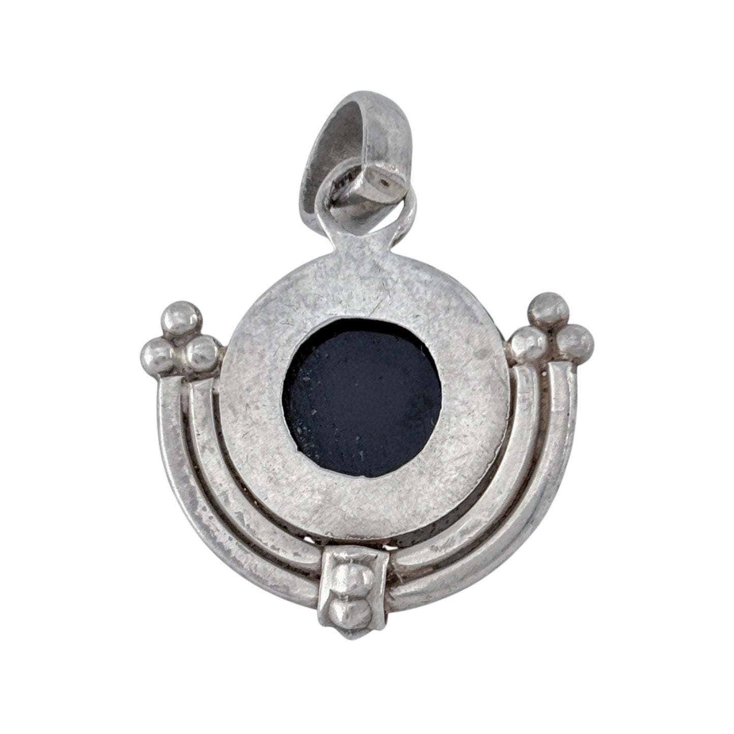 Vintage Sterling Silver 925 Onyx Crescent Pendant