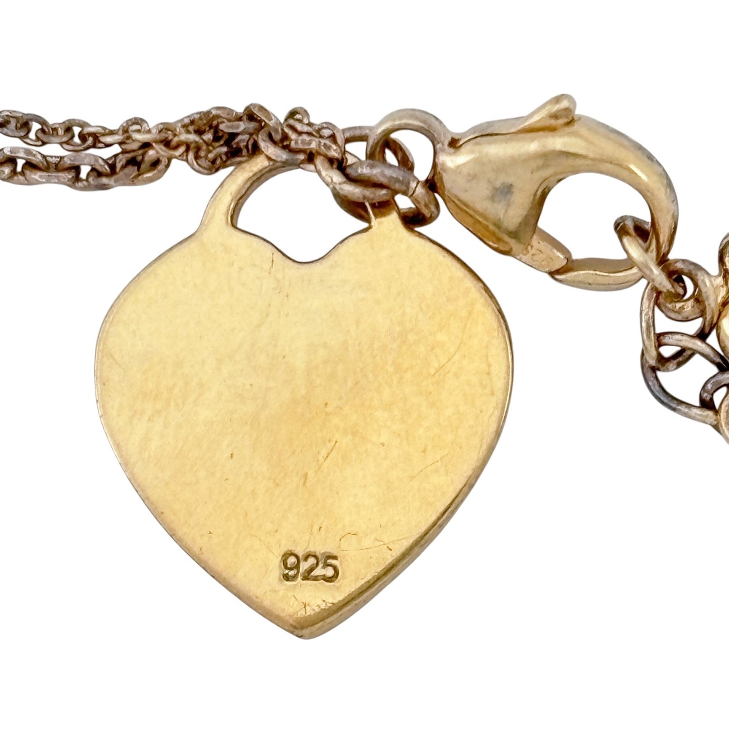 Vintage Sterling Silver 925 Gold Heart Bracelet 7"-8.25"