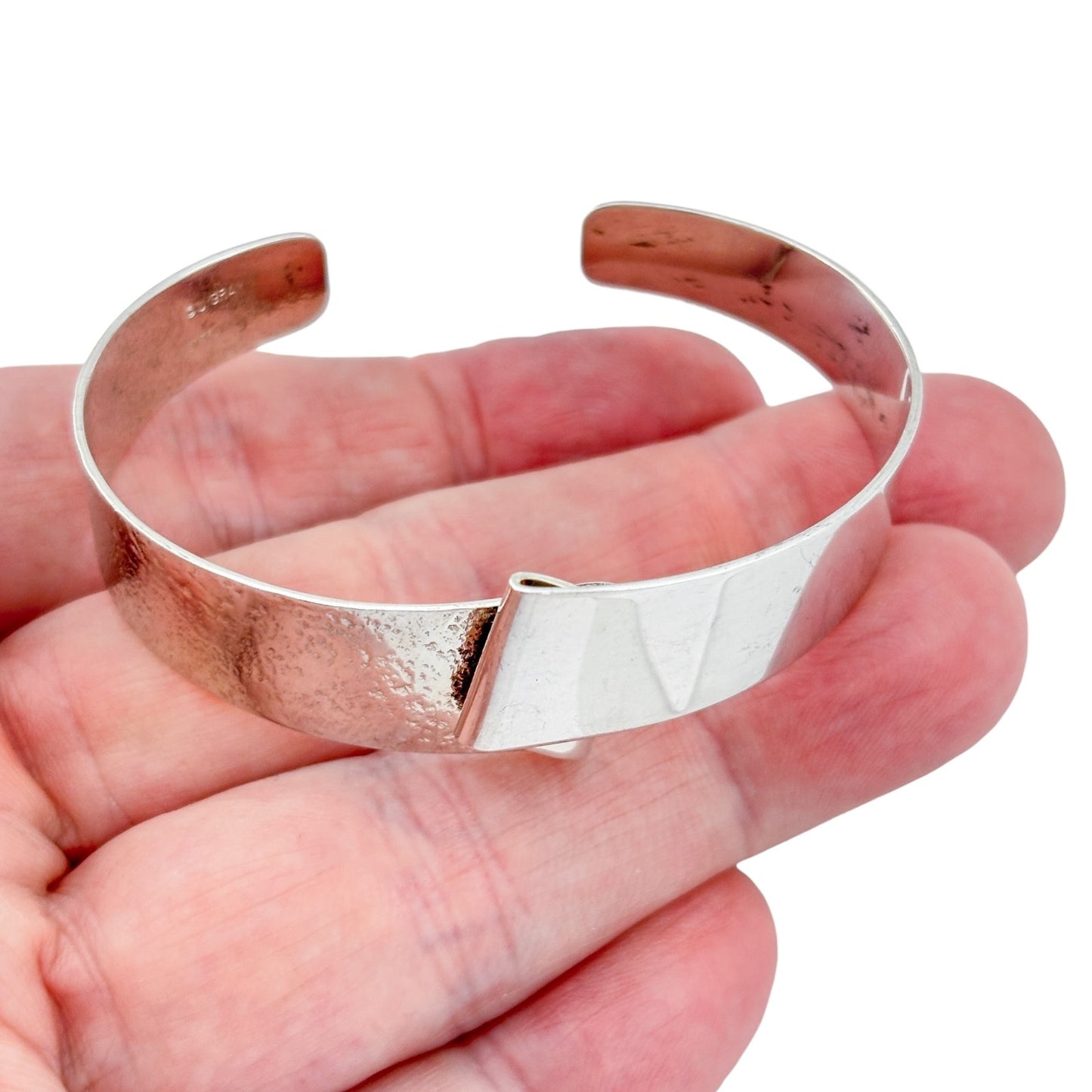 Vintage Sterling Silver 925 Wide Cuff Bracelet 6.5"