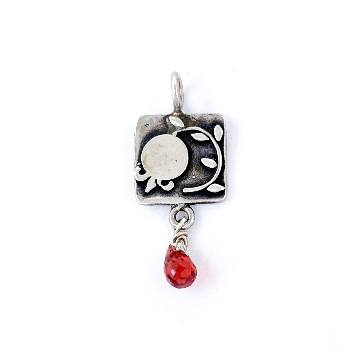 Vintage Sterling Silver 925 Garnet Dangle Pendant
