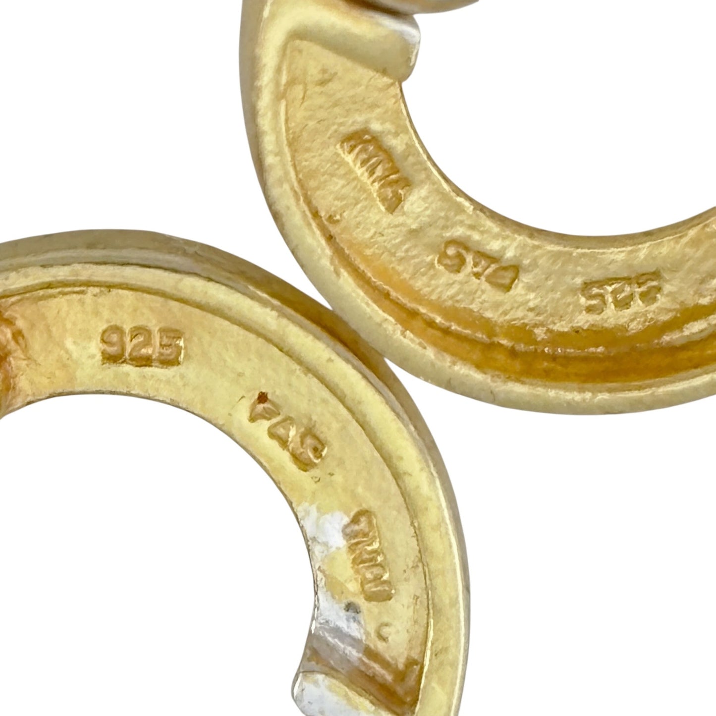Vintage Sterling Silver 925 Two Tone Hoop Earrings