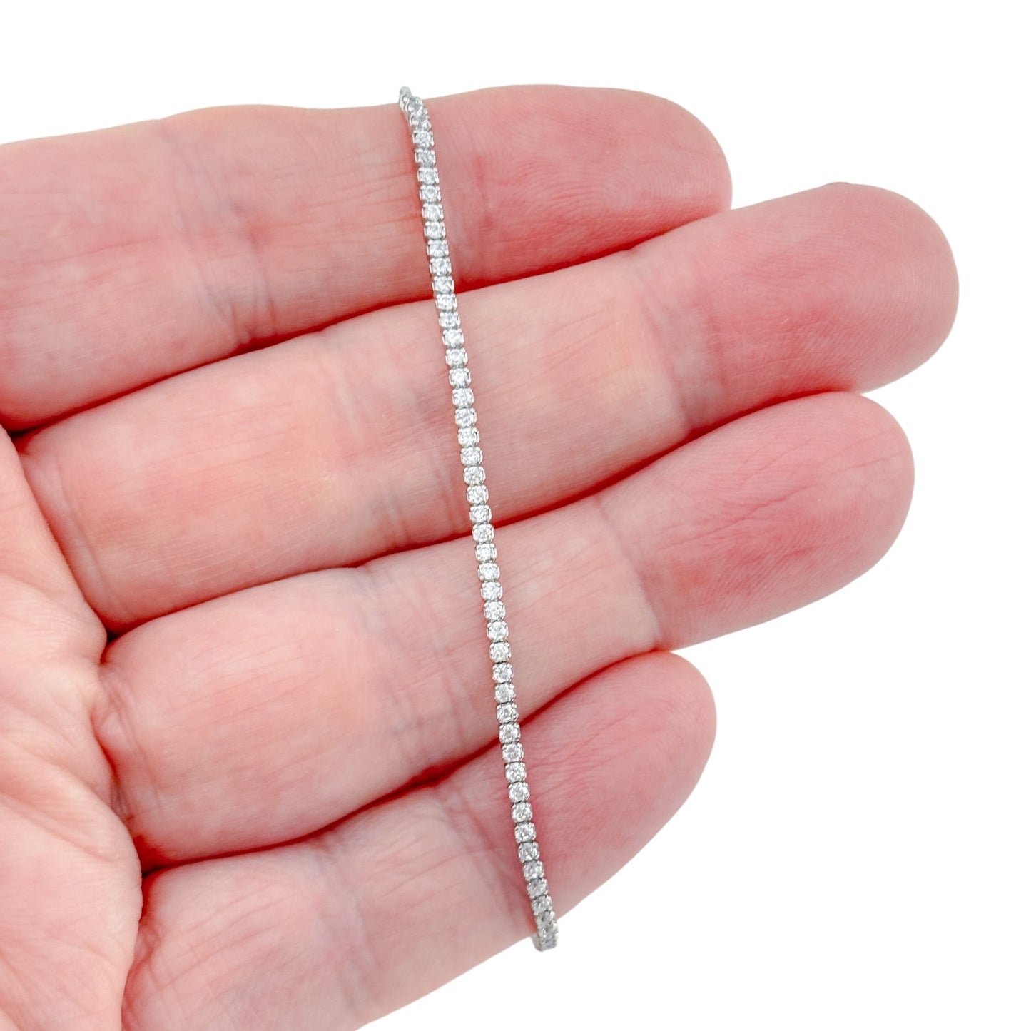 Vintage Sterling Silver 925 Cubic Zirconia Tennis Bracelet 4"-9"