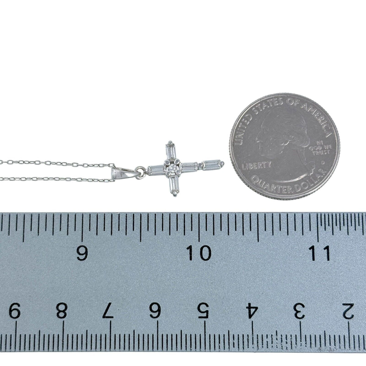 Vintage Sterling Silver 925 Cubic Zirconia Cross Pendant ONLY