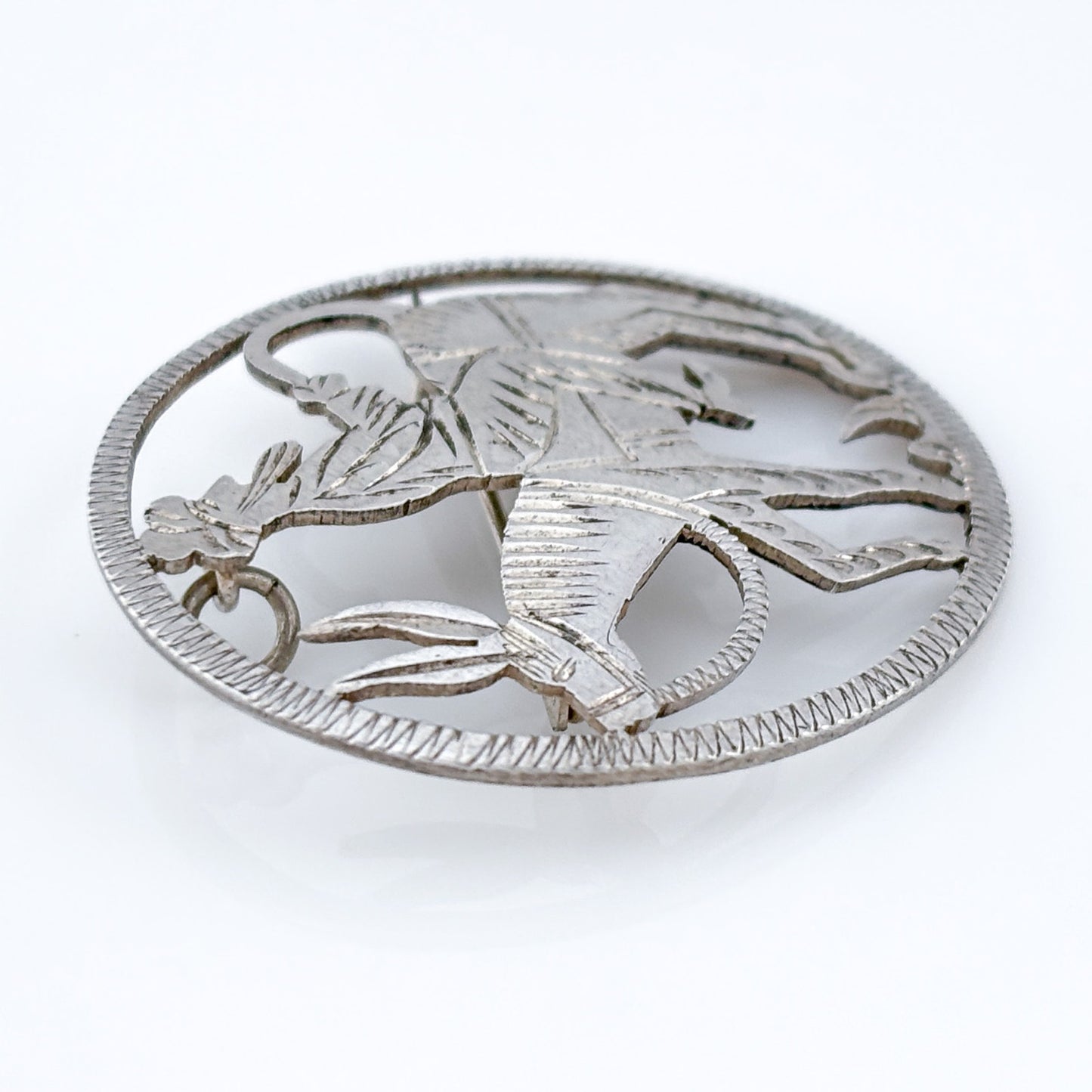 Vintage Sterling Silver 925 Donkey Rider Brooch Pendant