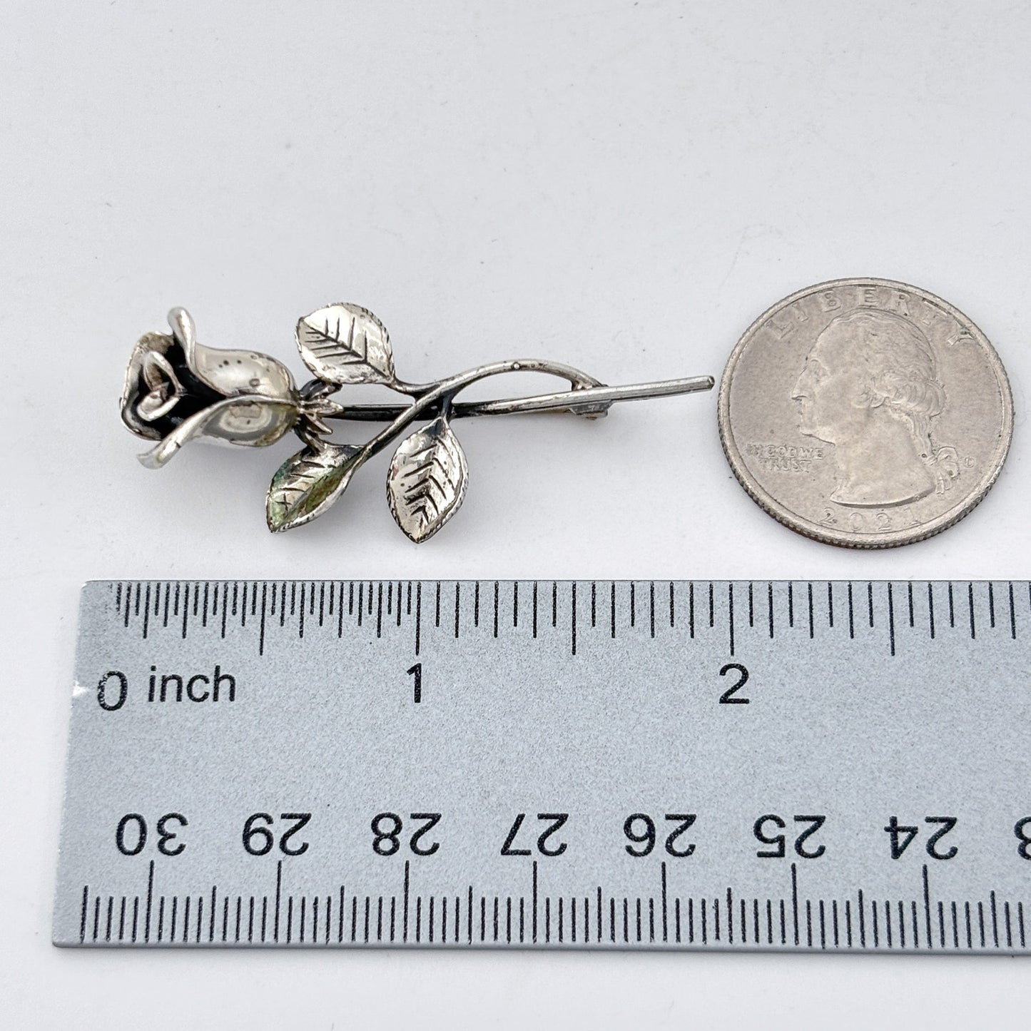 Vintage Sterling Silver 925 Rose Brooch