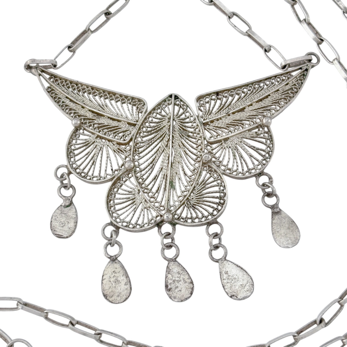 Vintage Sterling Silver 925 Filigree Butterfly Necklace 19"