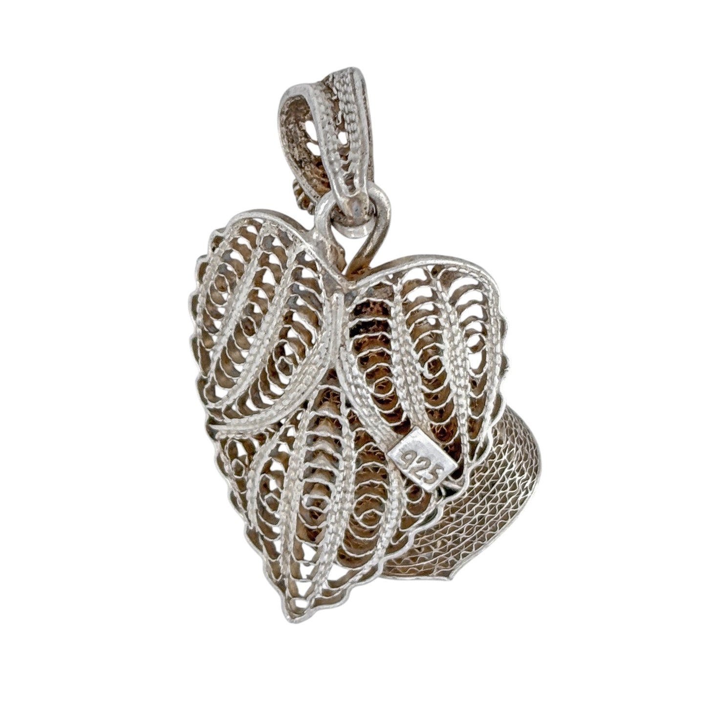 Vintage Sterling Silver 925 Filigree Floral Pendant