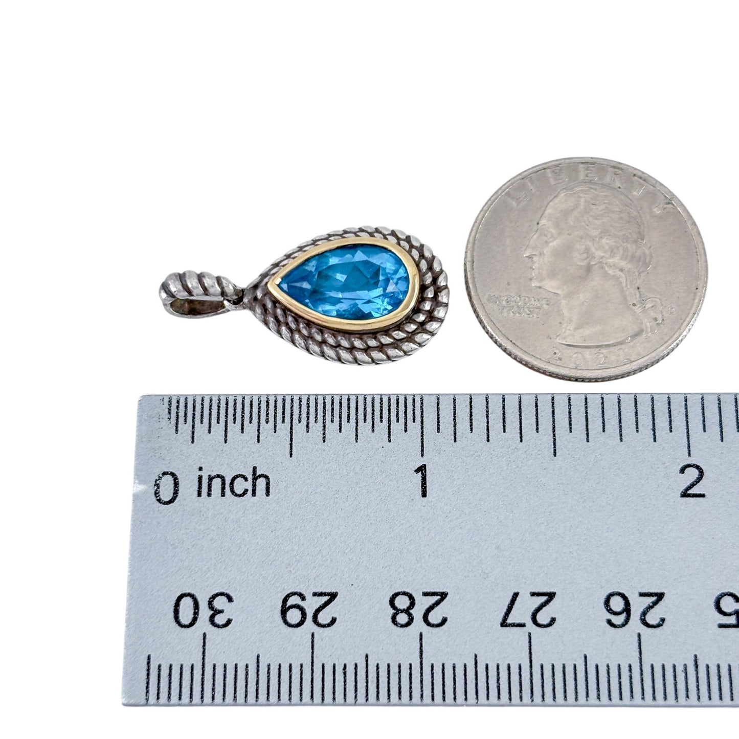 Vintage Sterling Silver 925 18K Blue Topaz Pendant