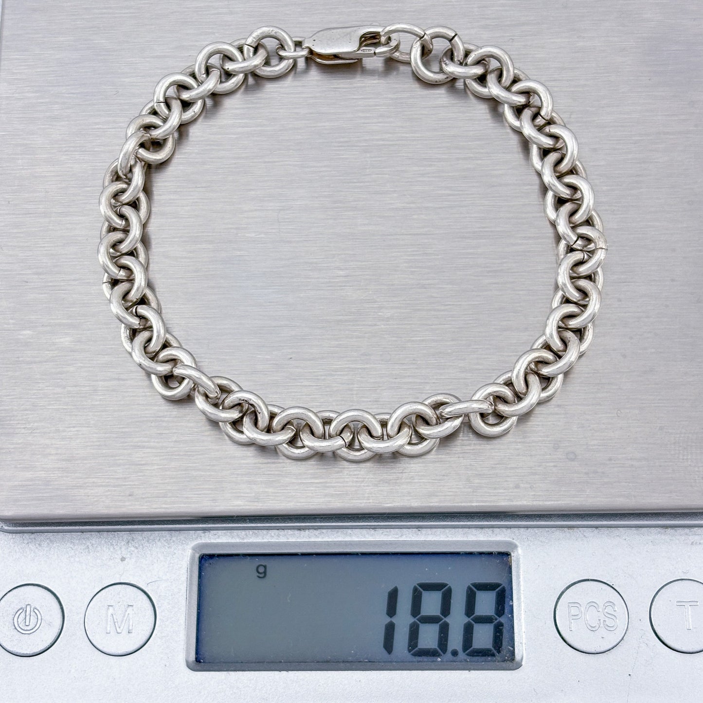 Vintage Sterling Silver 925 Chunky Chain Bracelet 7.5"