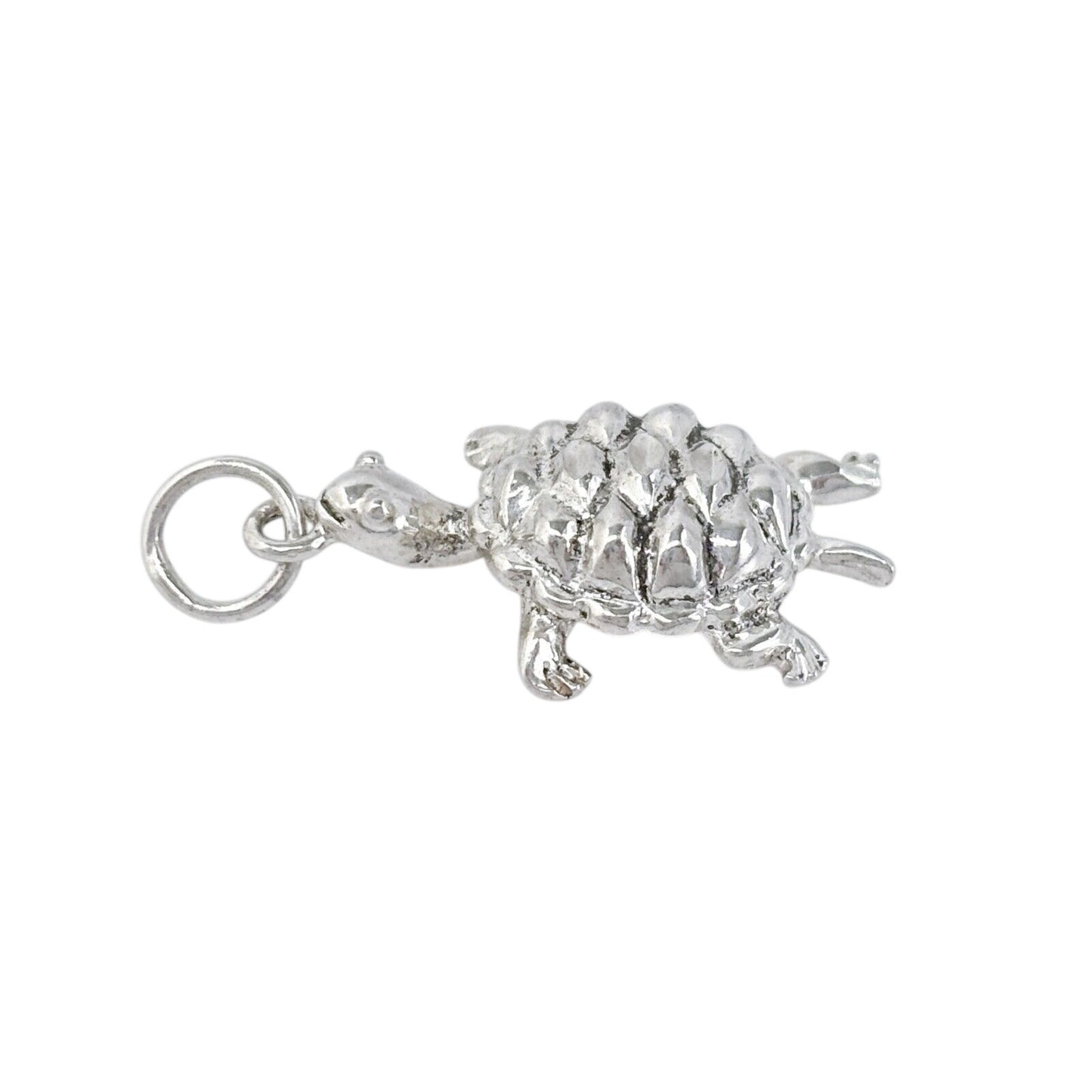 Vintage Sterling Silver 925 Textured Turtle Charm Pendant
