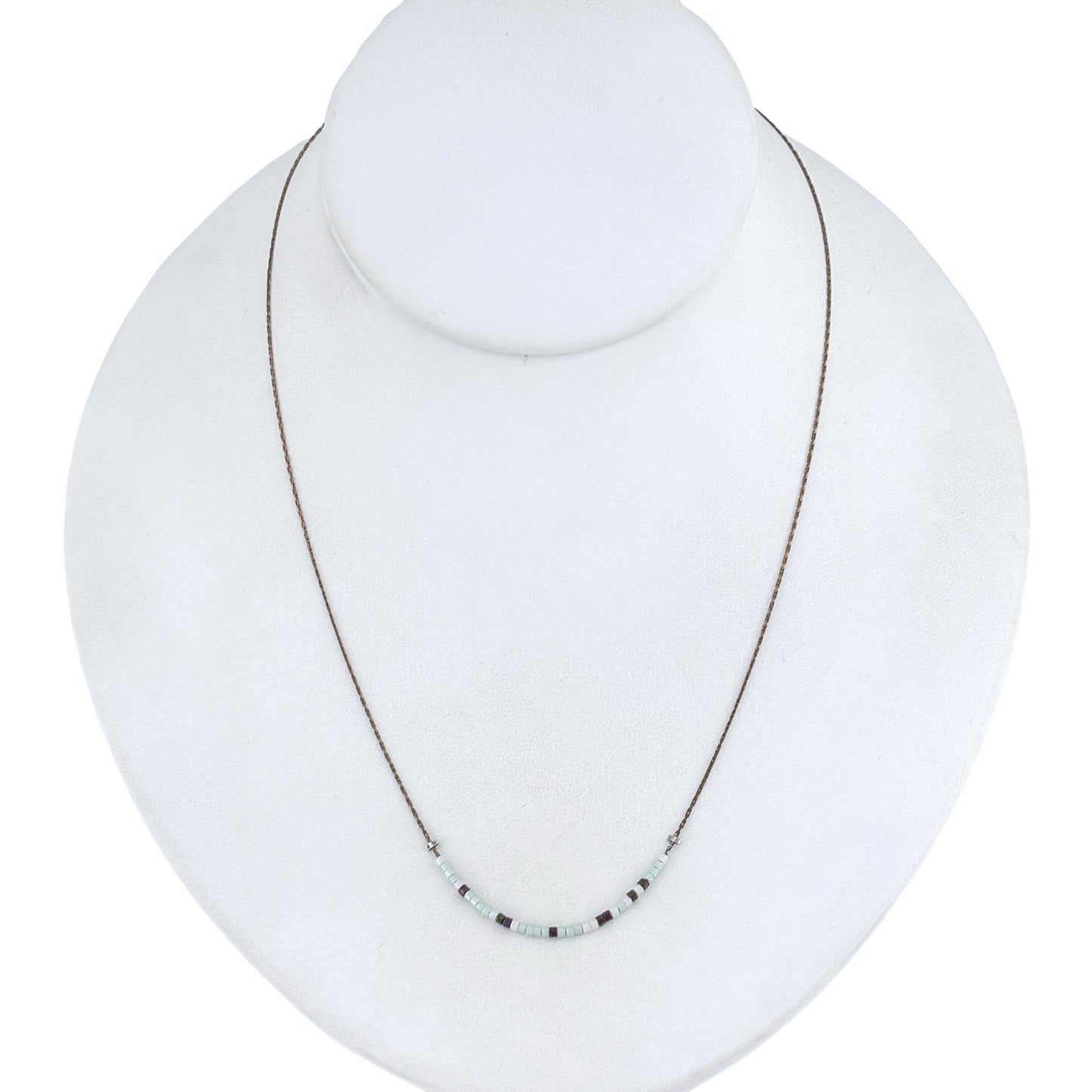Vintage Sterling Silver 925 Glass Bead Chain Necklace 18"