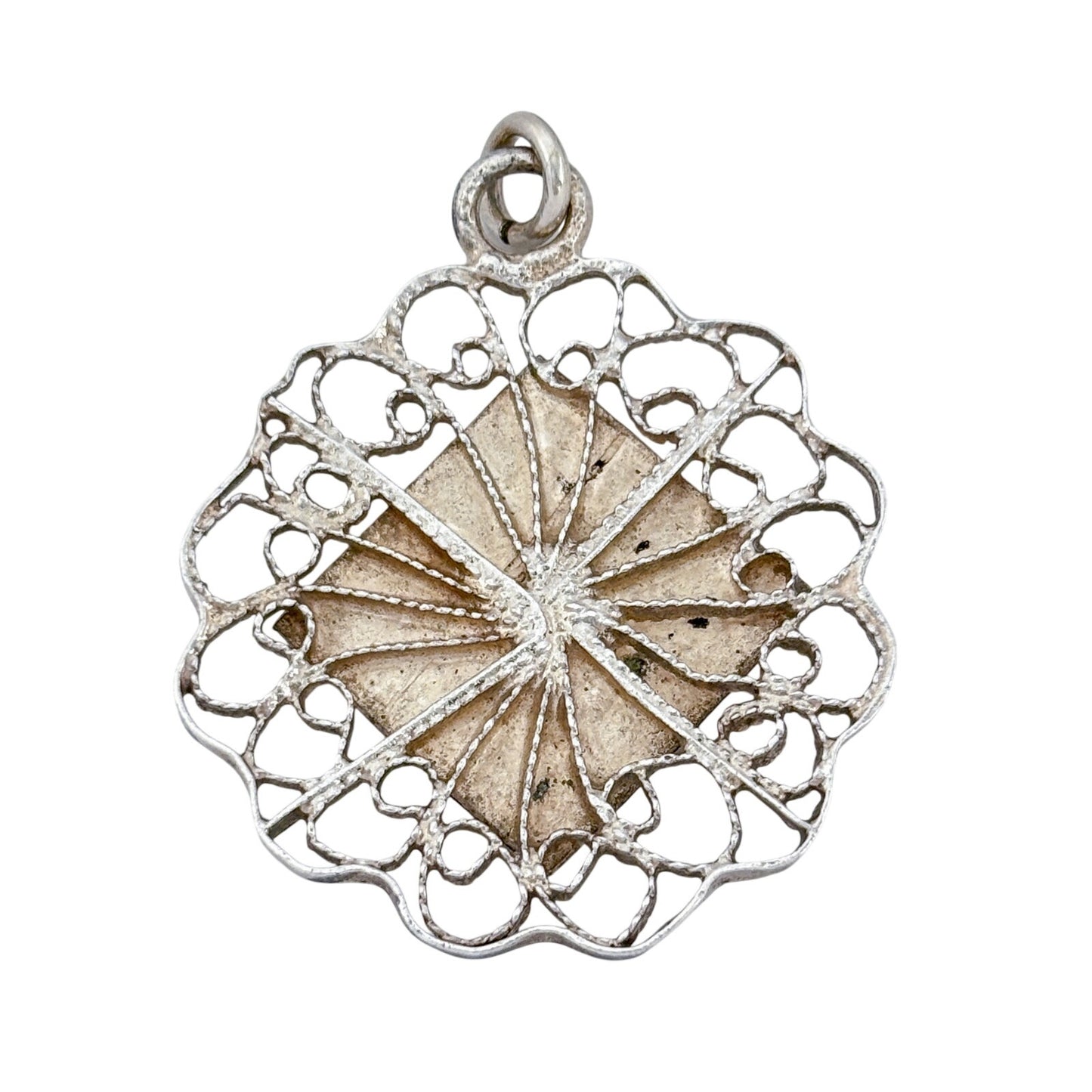 Antique Sterling Silver 925 Gold-Tone Etched Pendant
