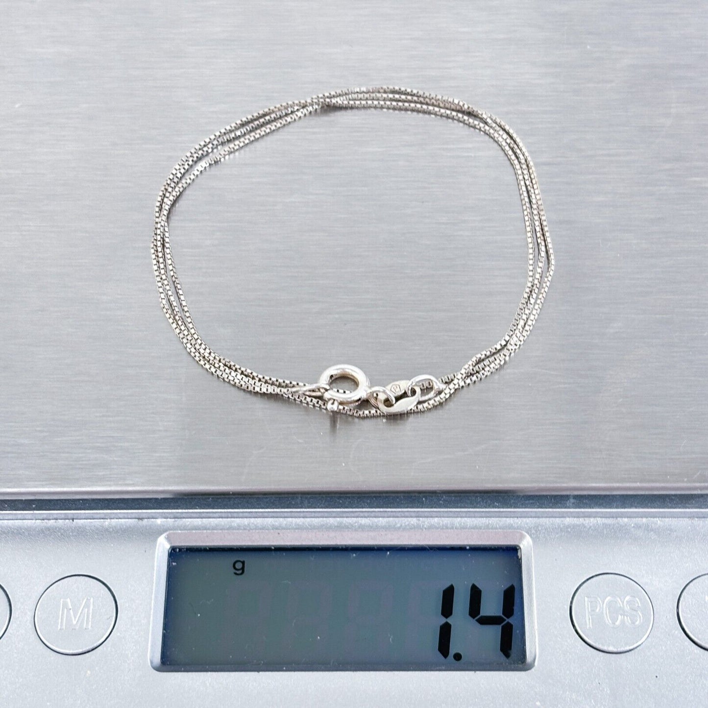 Vintage Italy Sterling Silver 925 Box Chain Necklace 17.25"