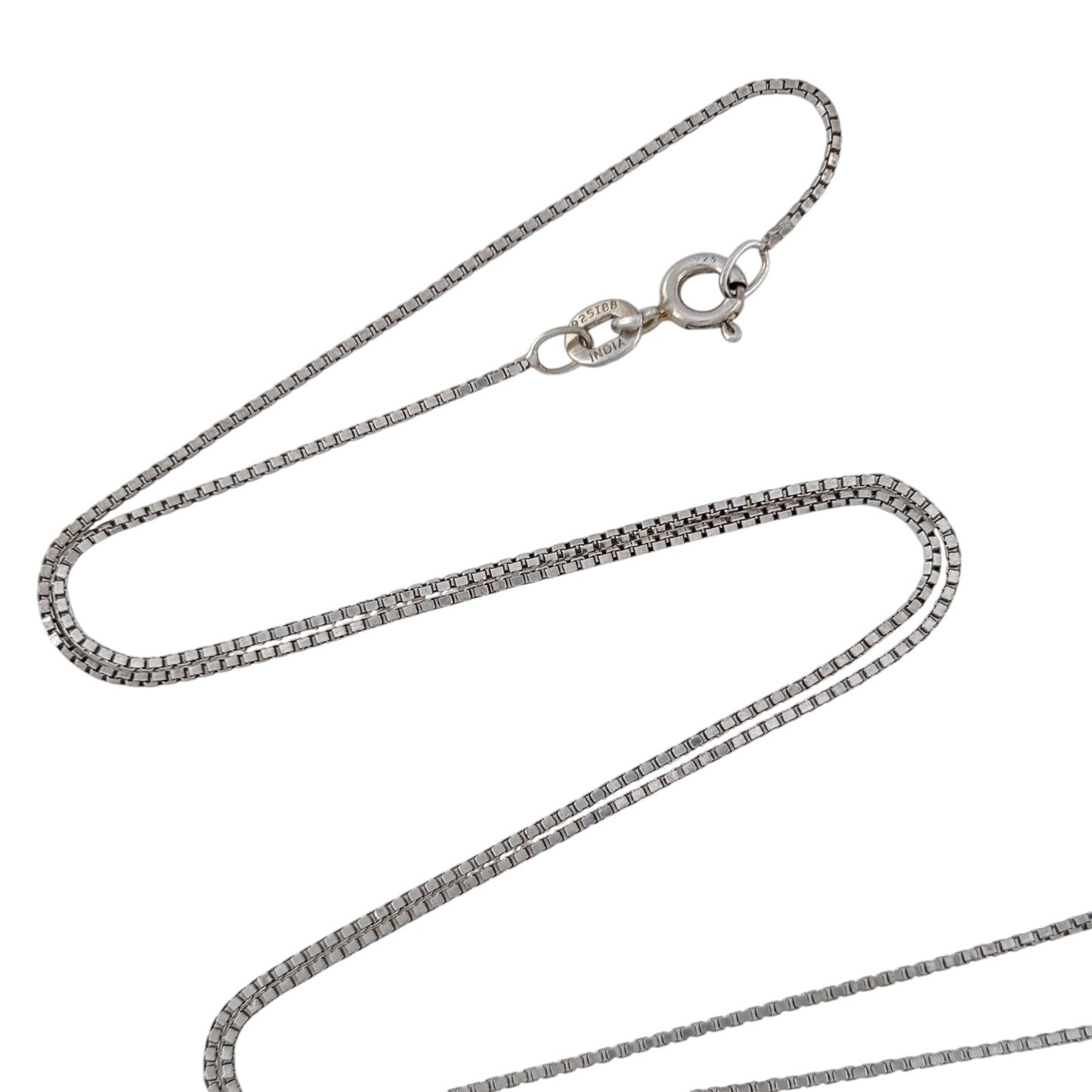 Vintage Sterling Silver 925 Box Chain Necklace 18"