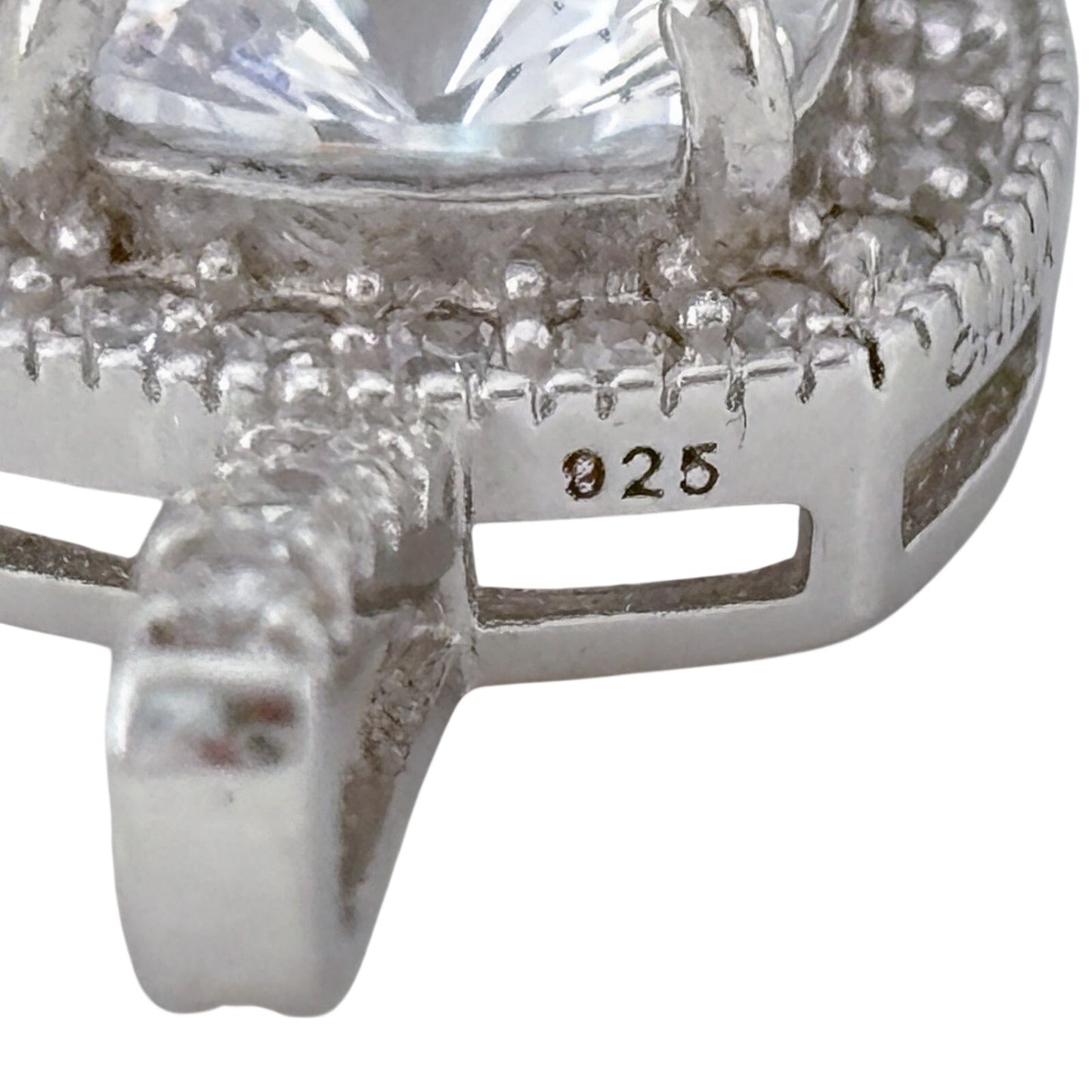 Vintage Sterling Silver 925 Cubic Zirconia Halo Pendant