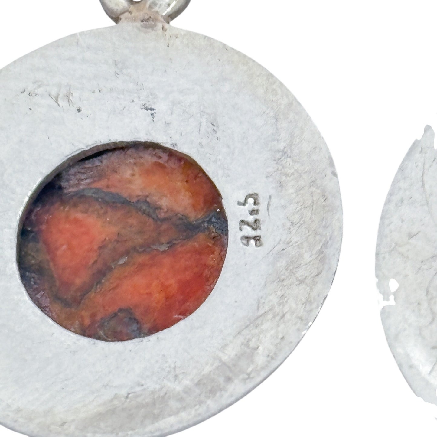 Vintage Sterling Silver 925 Round Jasper Earrings