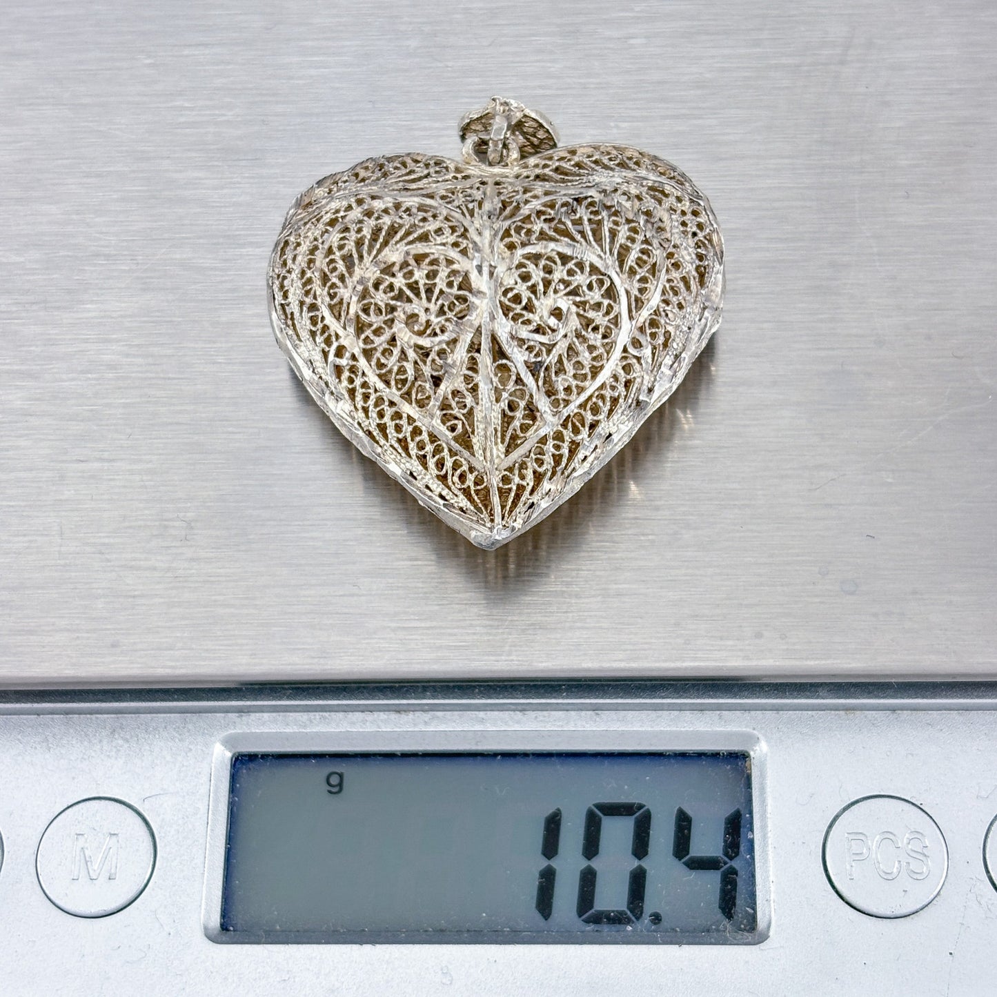 Vintage Sterling Silver 925 Filigree Heart Pendant