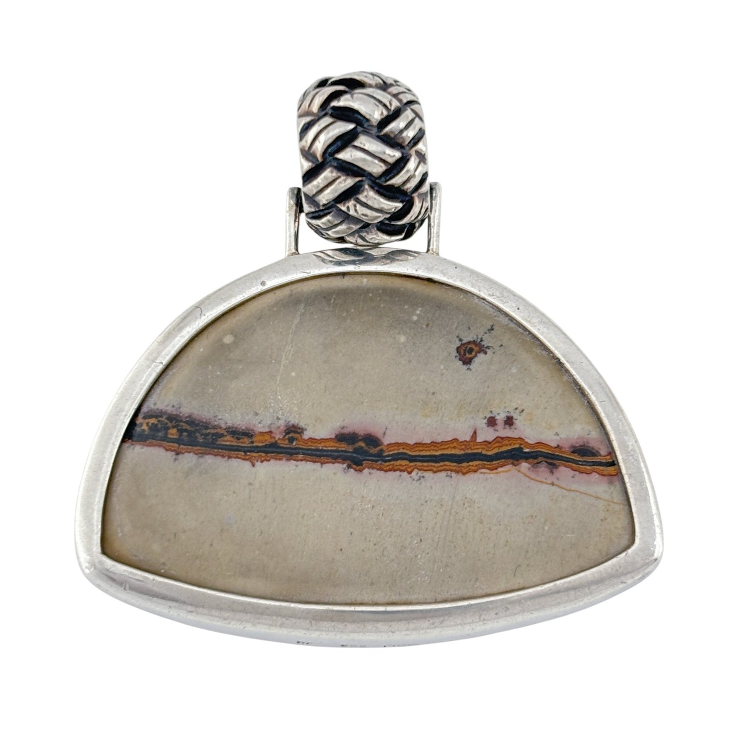 Vintage Sterling Silver 925 Landscape Jasper Pendant