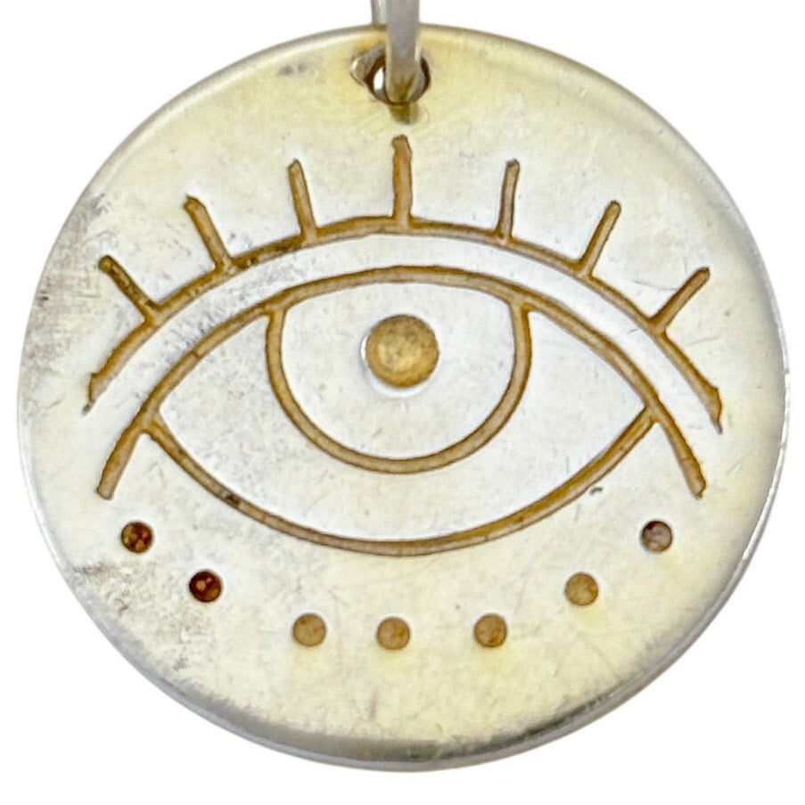 Vintage Sterling Silver 925 Gold-Tone Evil Eye Pendant