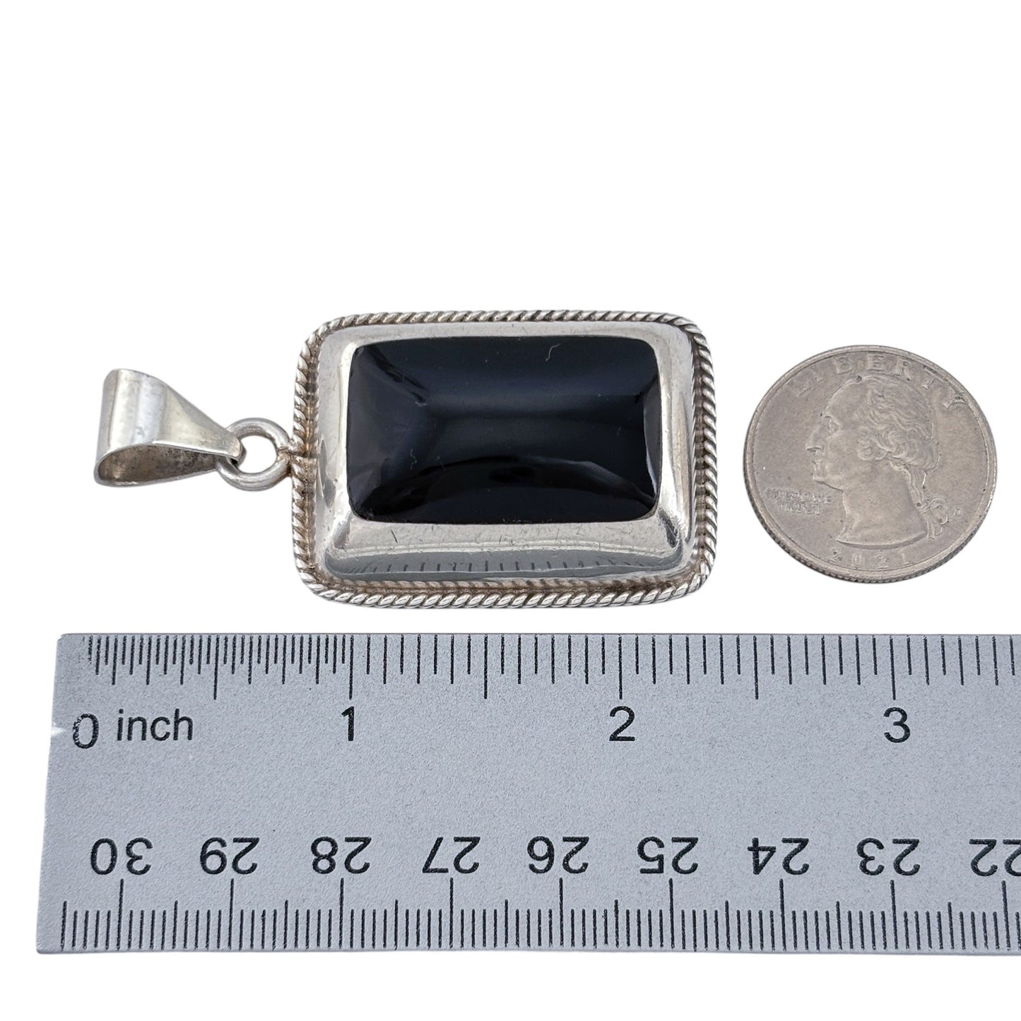 Vintage Mexico Taxco Sterling Silver 925 Onyx Pendant