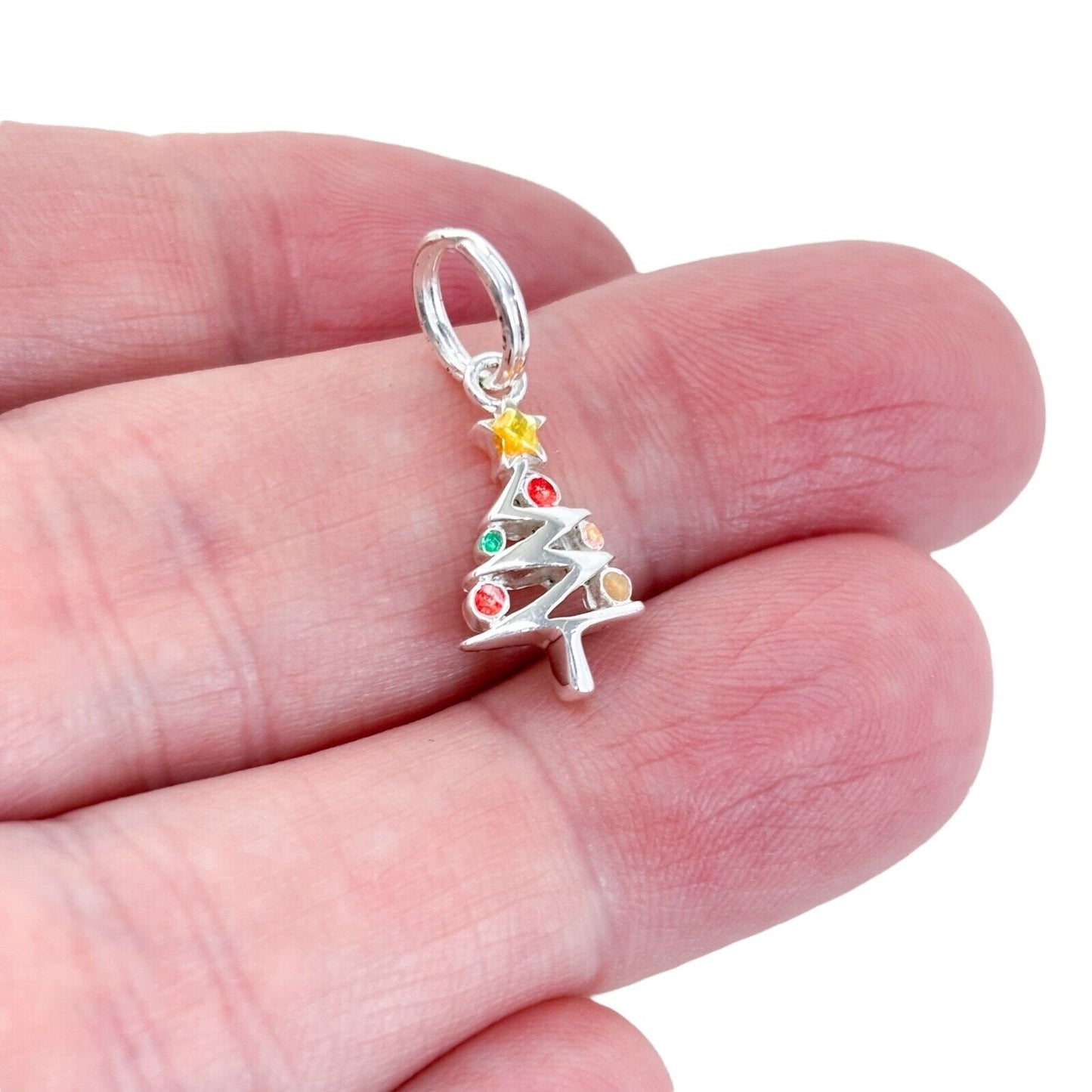 Vintage Sterling Silver 925 Christmas Tree Pendant Charm Pendant
