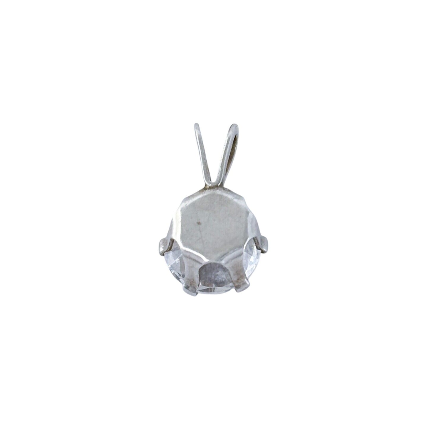Vintage Sterling Silver 925 Solitaire Cubic Zirconia Pendant