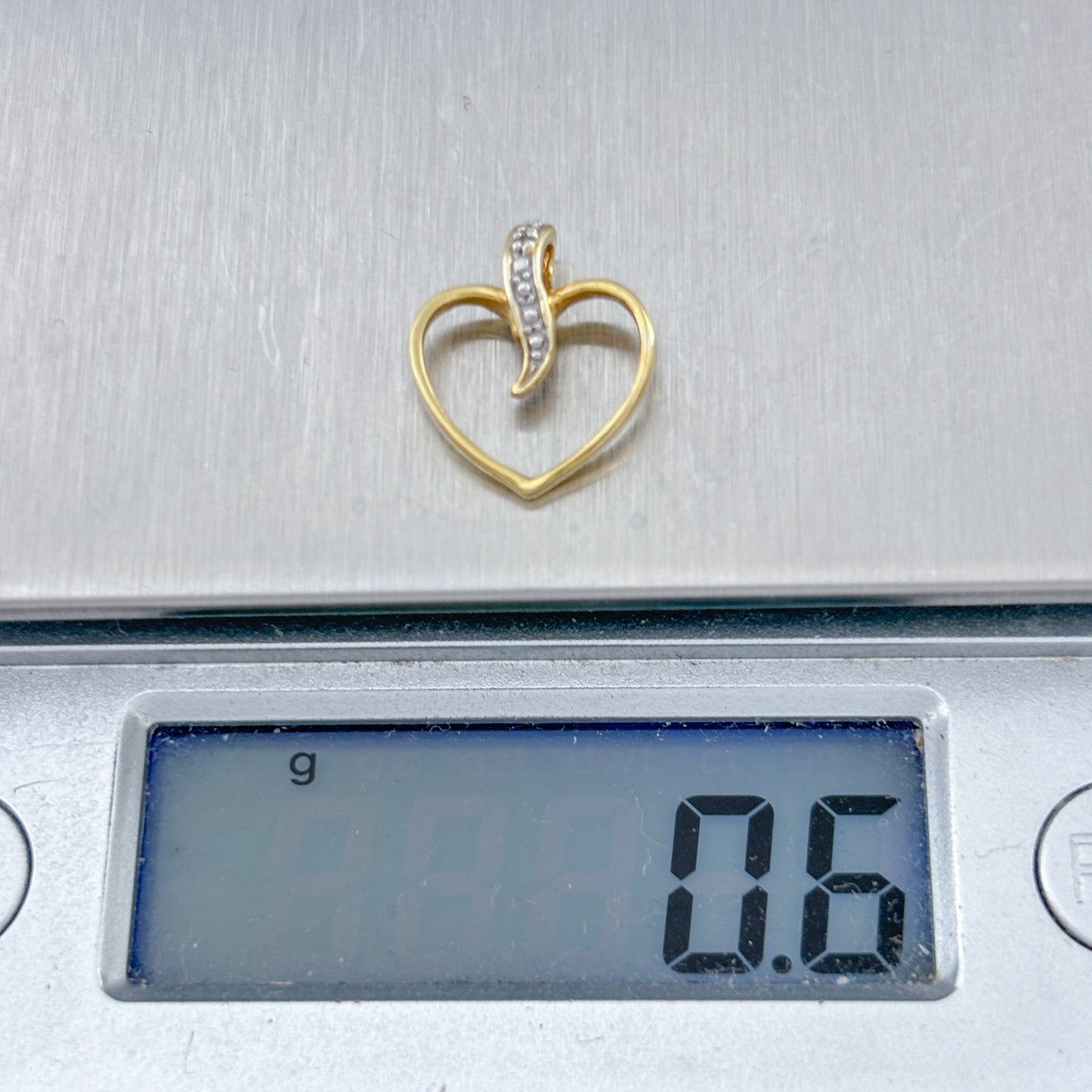 Vintage Gold-Tone Sterling Silver 925 Diamond Heart Pendant