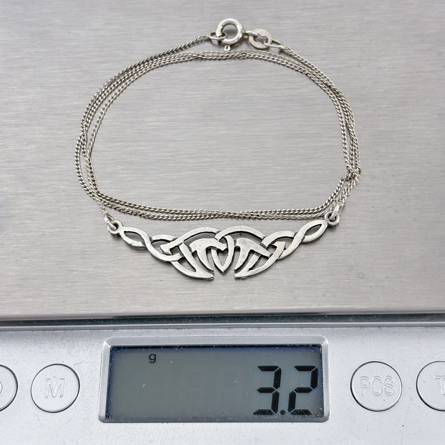 Vintage Sterling Silver 925 Celtic Knot Pendant Necklace 19"