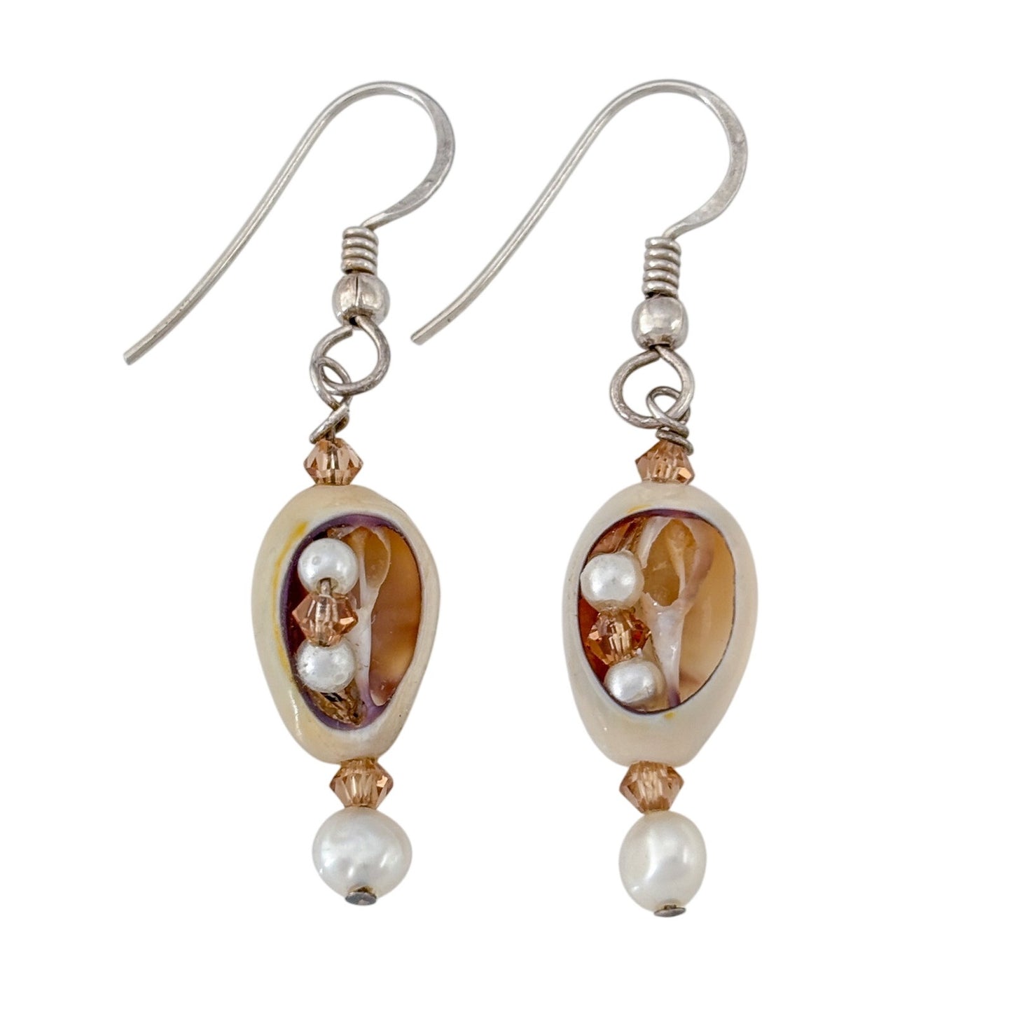 Vintage Sterling Silver 925 Pearl Shell Earrings