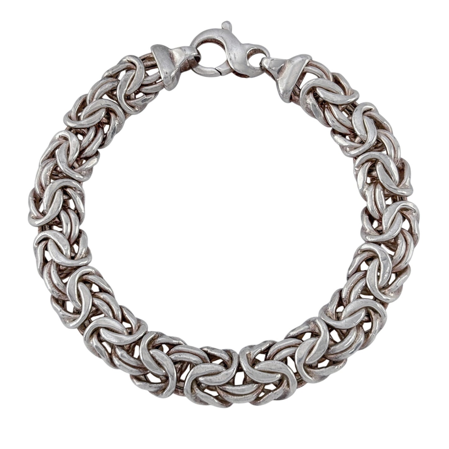 Vintage Sterling Silver 925 Byzantine Link Bracelet 9"