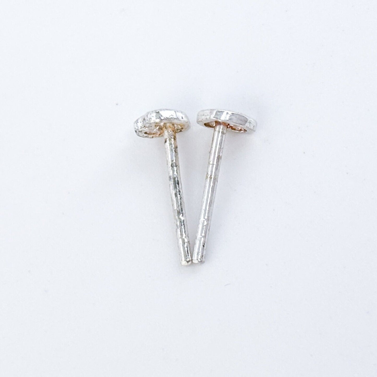 Vintage Sterling Silver 925 Blue White Crystal Heart Stud Earrings